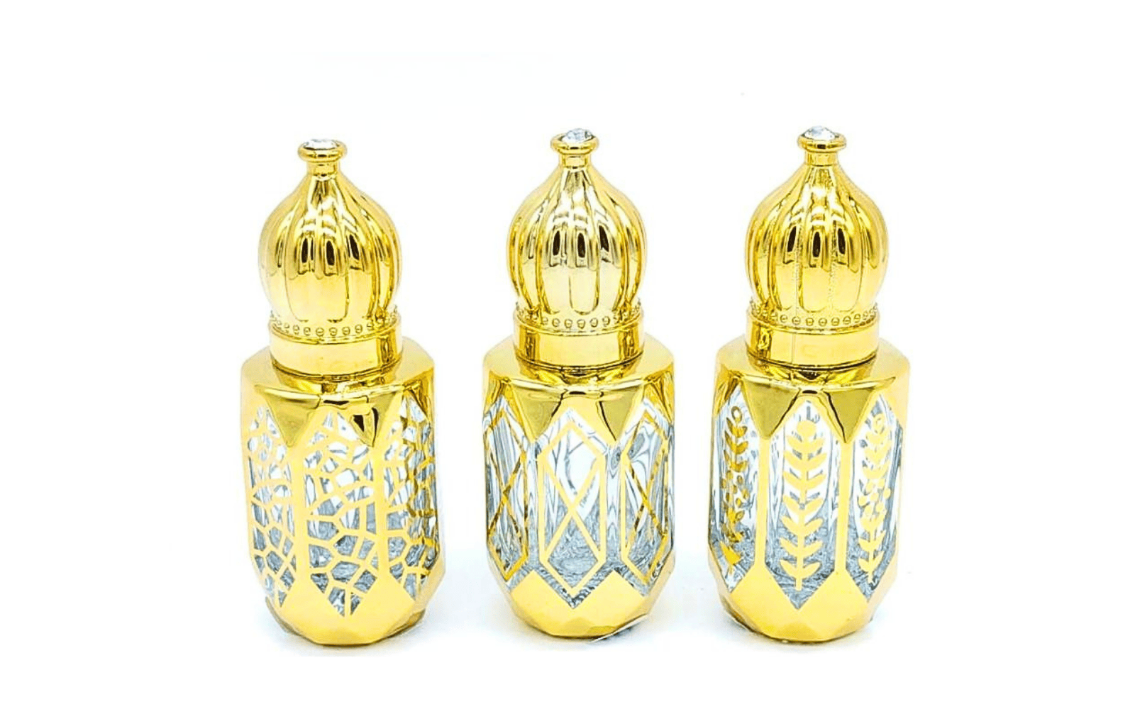 Premium Designer Attar Bottles – Gold Plated Empty Perfume Bottles (Multi Design)