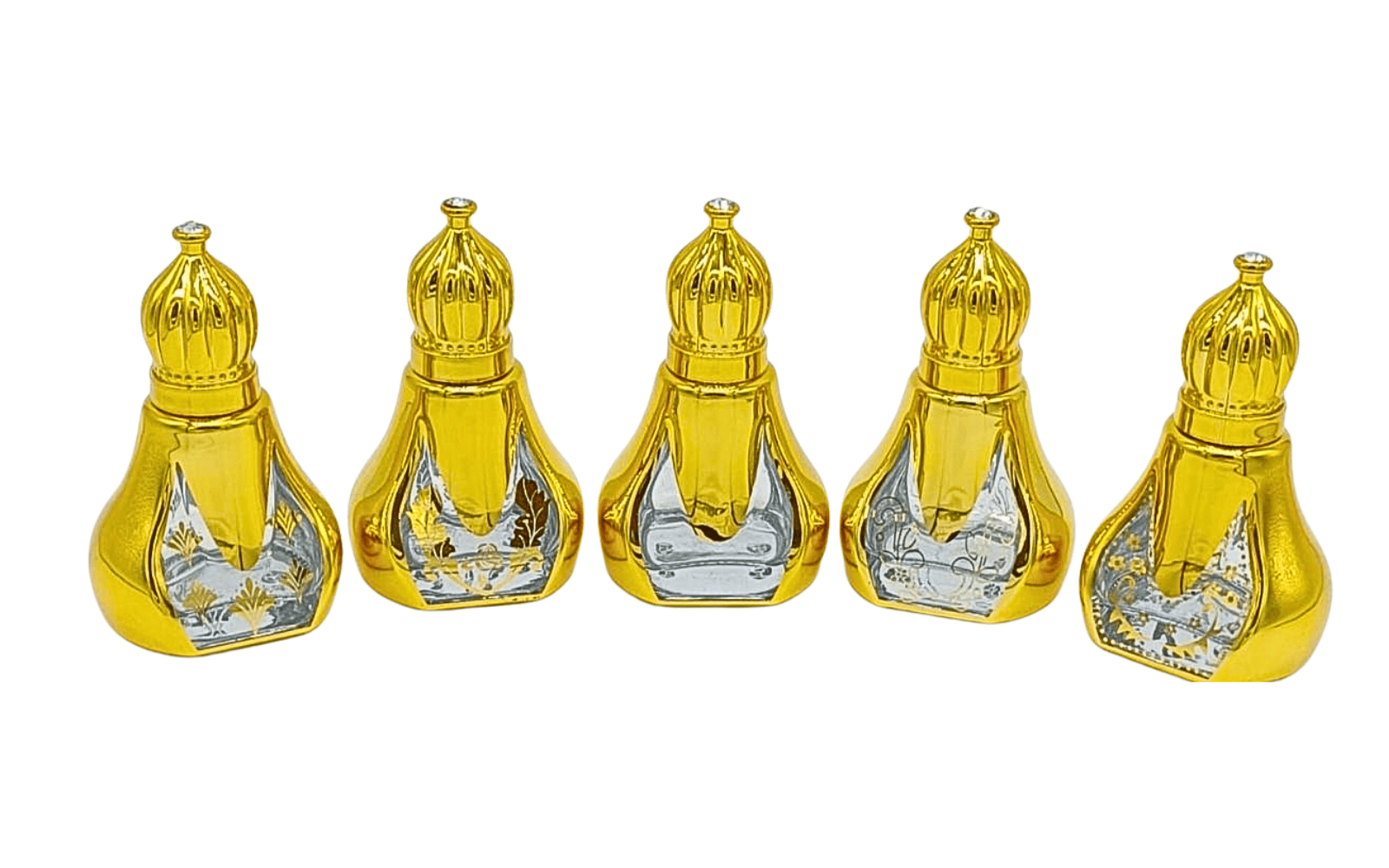 Premium Designer Attar Bottles – Gold Plated Empty Perfume Bottles (Multi Design)