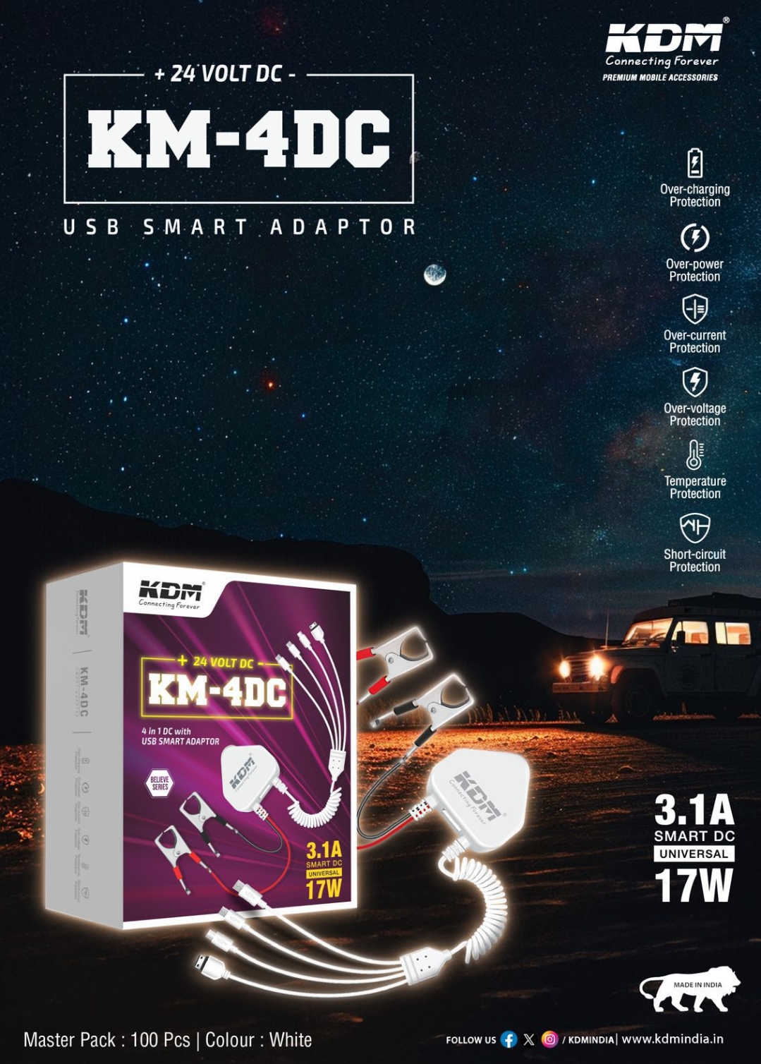 *KDM KM-4DC* 4IN1 _UNIVERSAL DC WITH USB