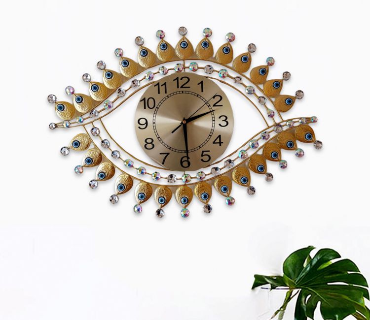 Golden Nazar Battu (Evil Eye) Artistic Metal Wall Clock