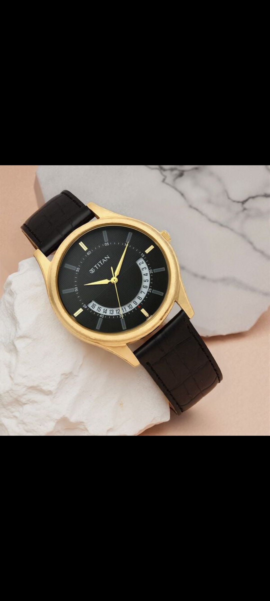 Titan Neo Men’s Classic Black Dial Watch with Leather Strap