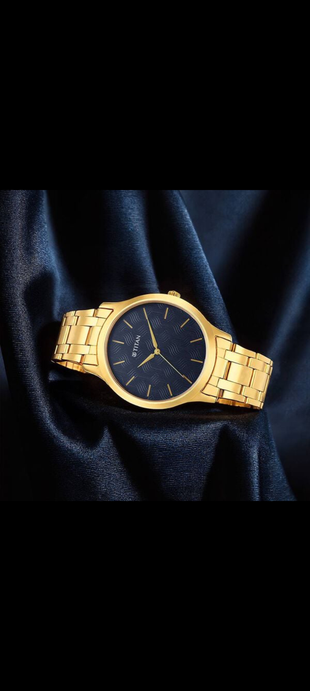 Titan Karishma Gold Toned Analog Watch with Blue Patterned Dial
