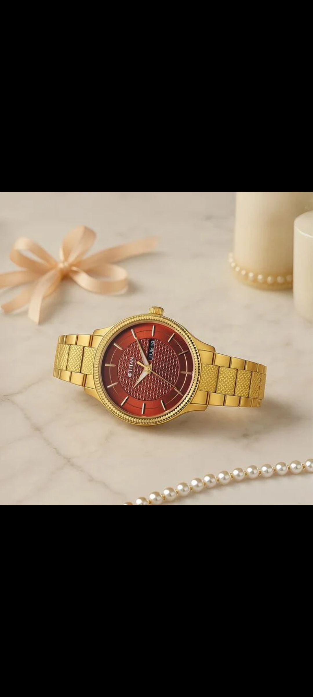 Titan Neo Iv Gold Dial Day & Date Analog Watch