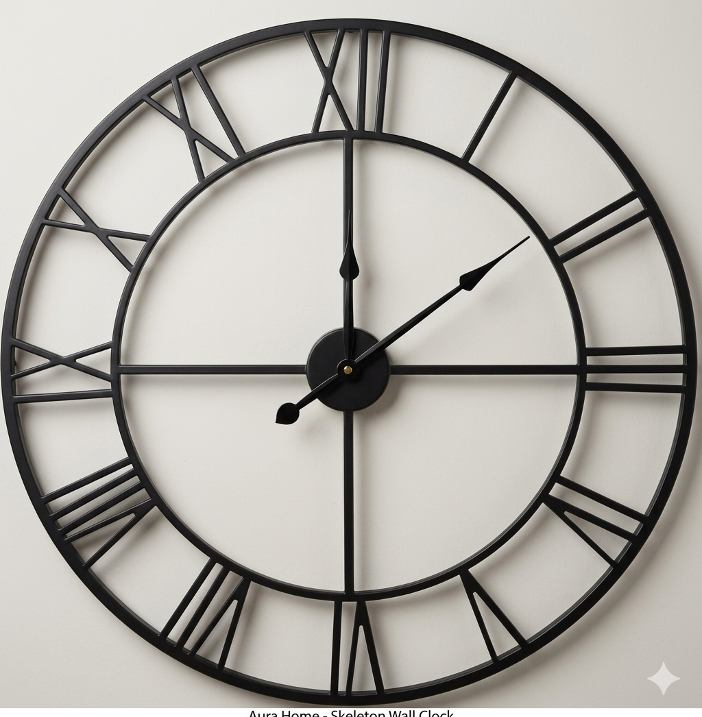 Vintage Industrial Roman Numeral Skeleton Wall Clock 36 inc