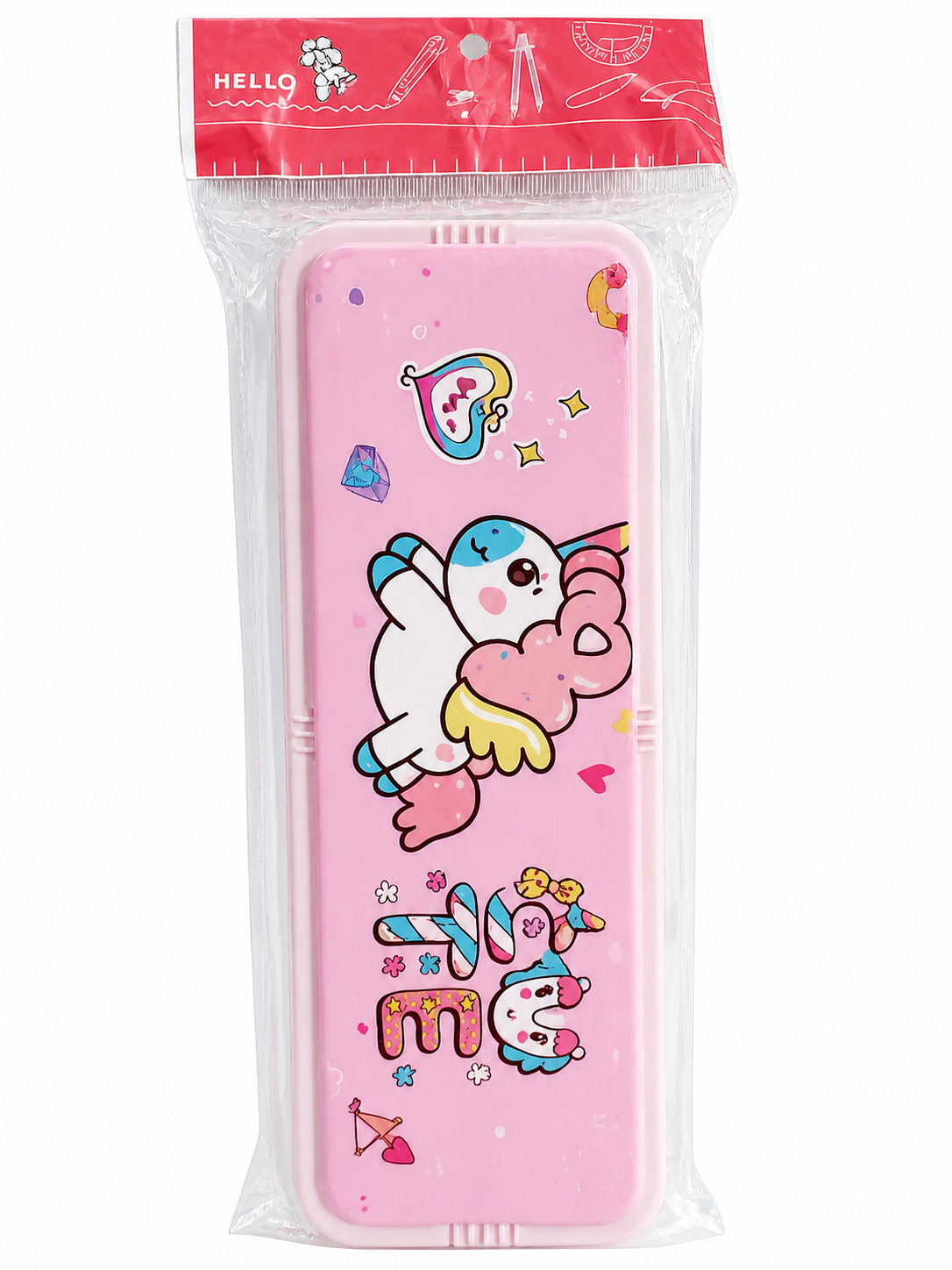 Cute pink unicorn-themed pencil box