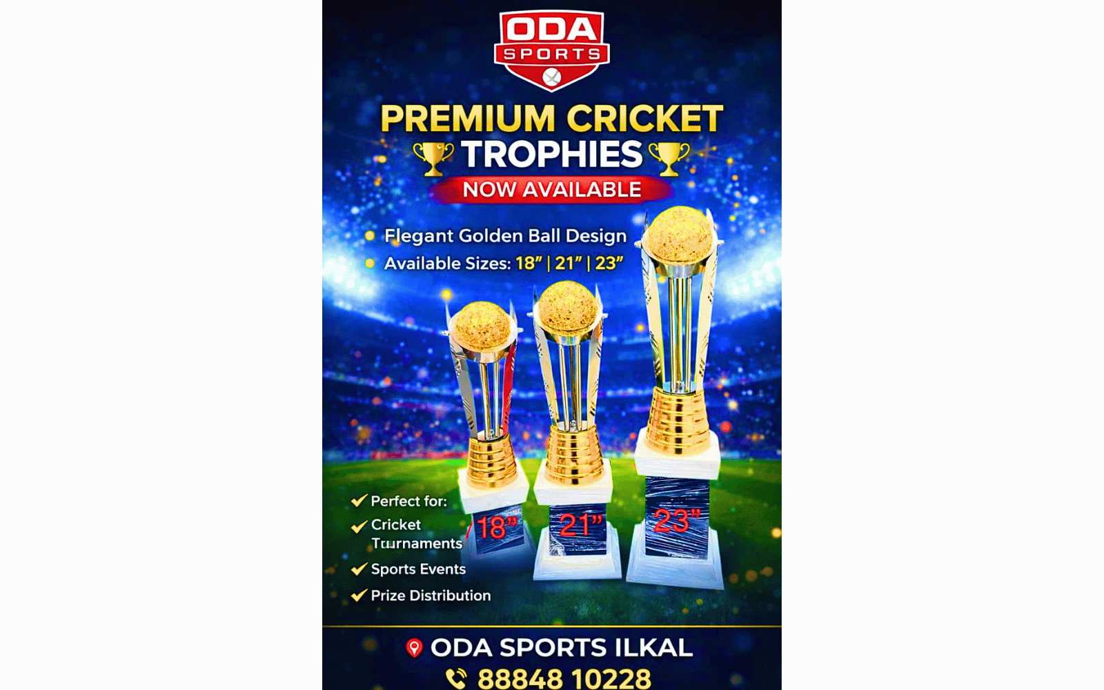 Premium Golden Ball Cricket Trophy – Champion Series