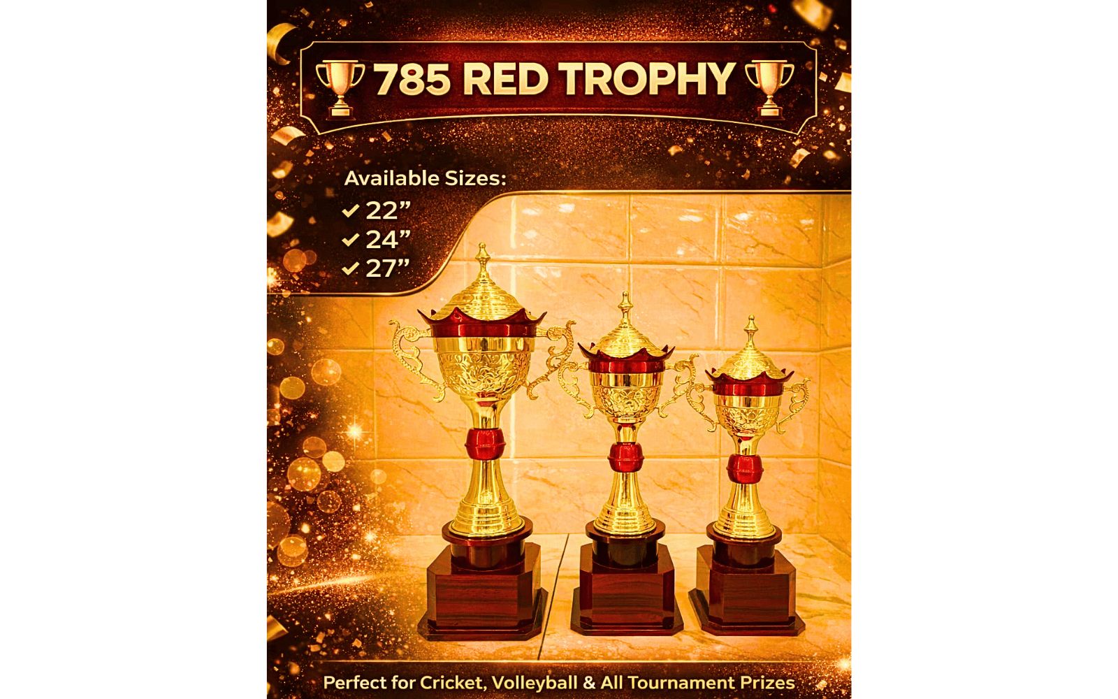 785 Red Premium Trophy – Classic Royal Cup Design