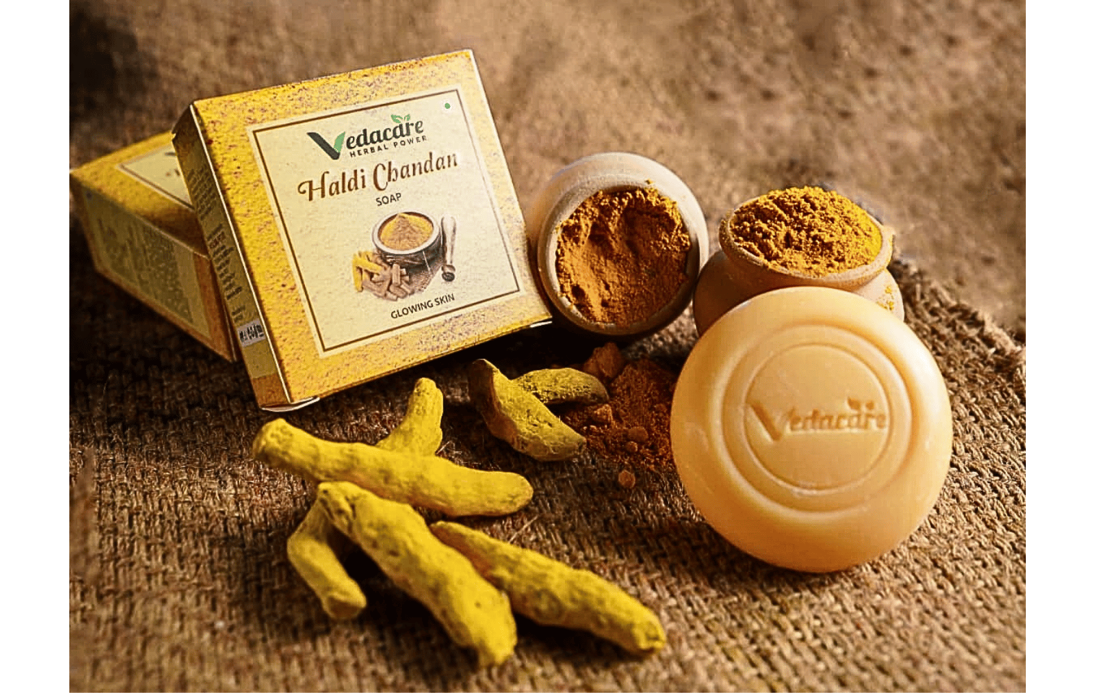 Vedacare Haldi Chandan Soap – Ayurvedic Glow Therapy