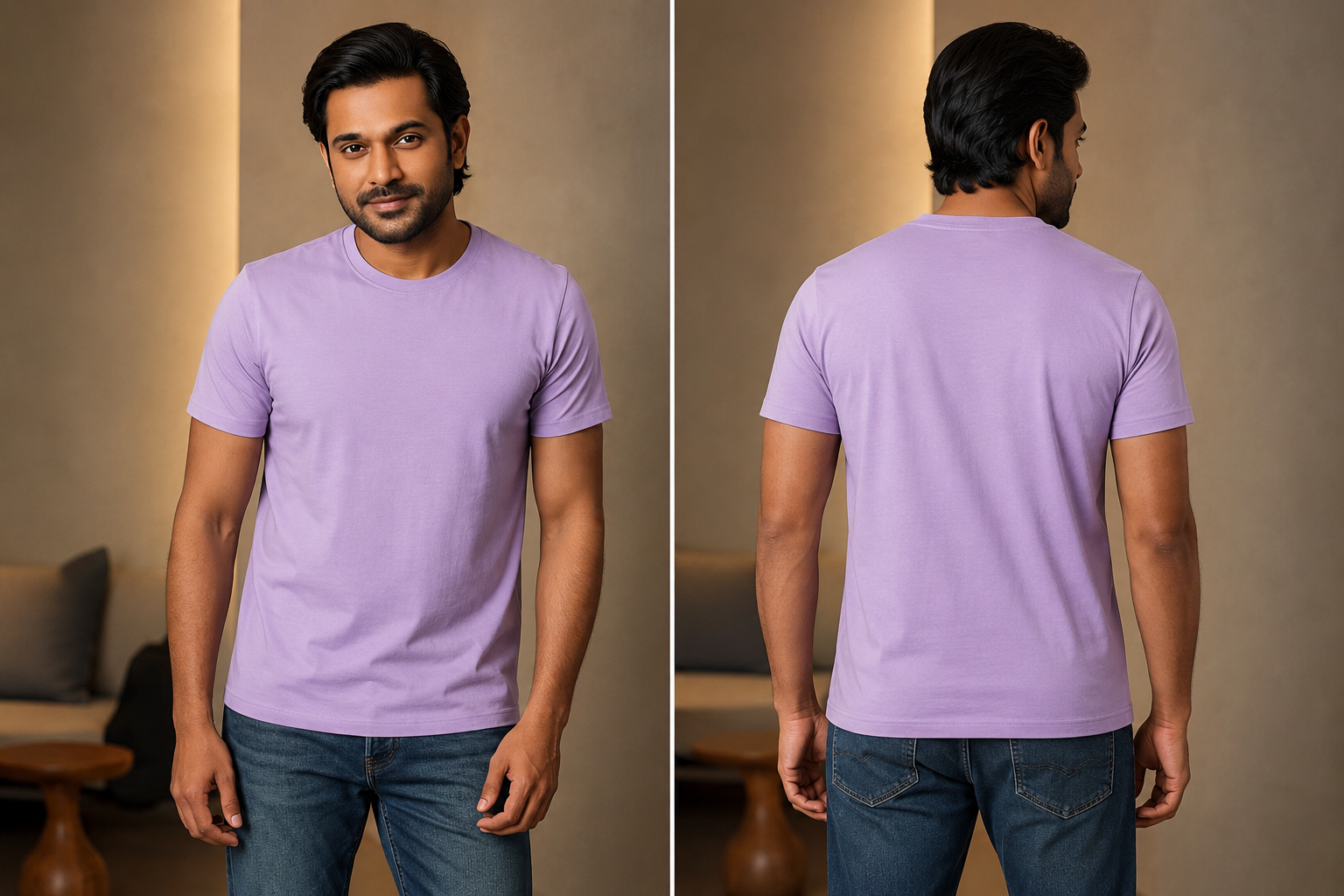 Men’s Cotton Round Neck T-Shirt – Lavender