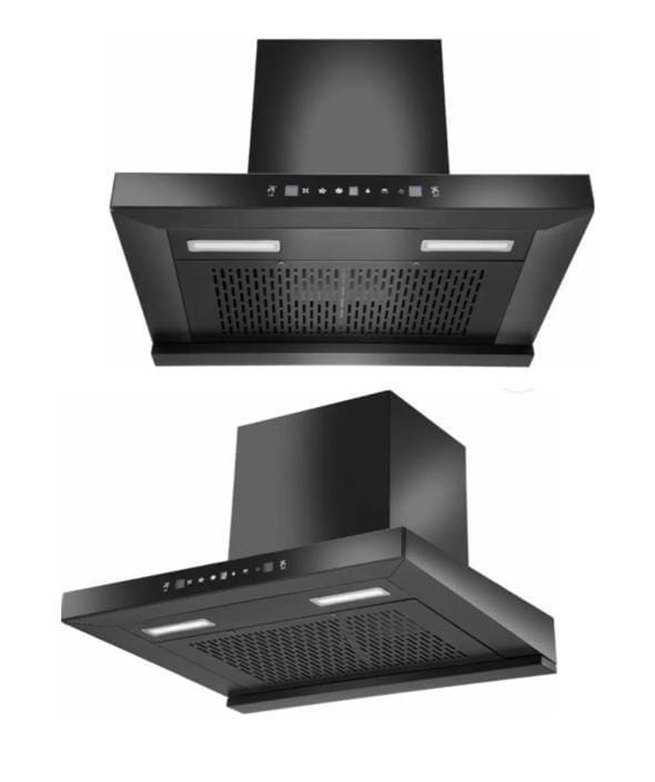 Premium Auto Clean Filterless Kitchen Chimney | 1300–1400 m³/hr High Suction | Touch Control | Motion Sensor | Dual LED Lamps | Black Tempered Glass