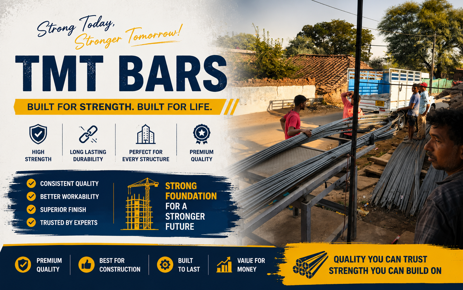 Premium TMT Steel Bars for Construction | High Strength Reinforcement Bars