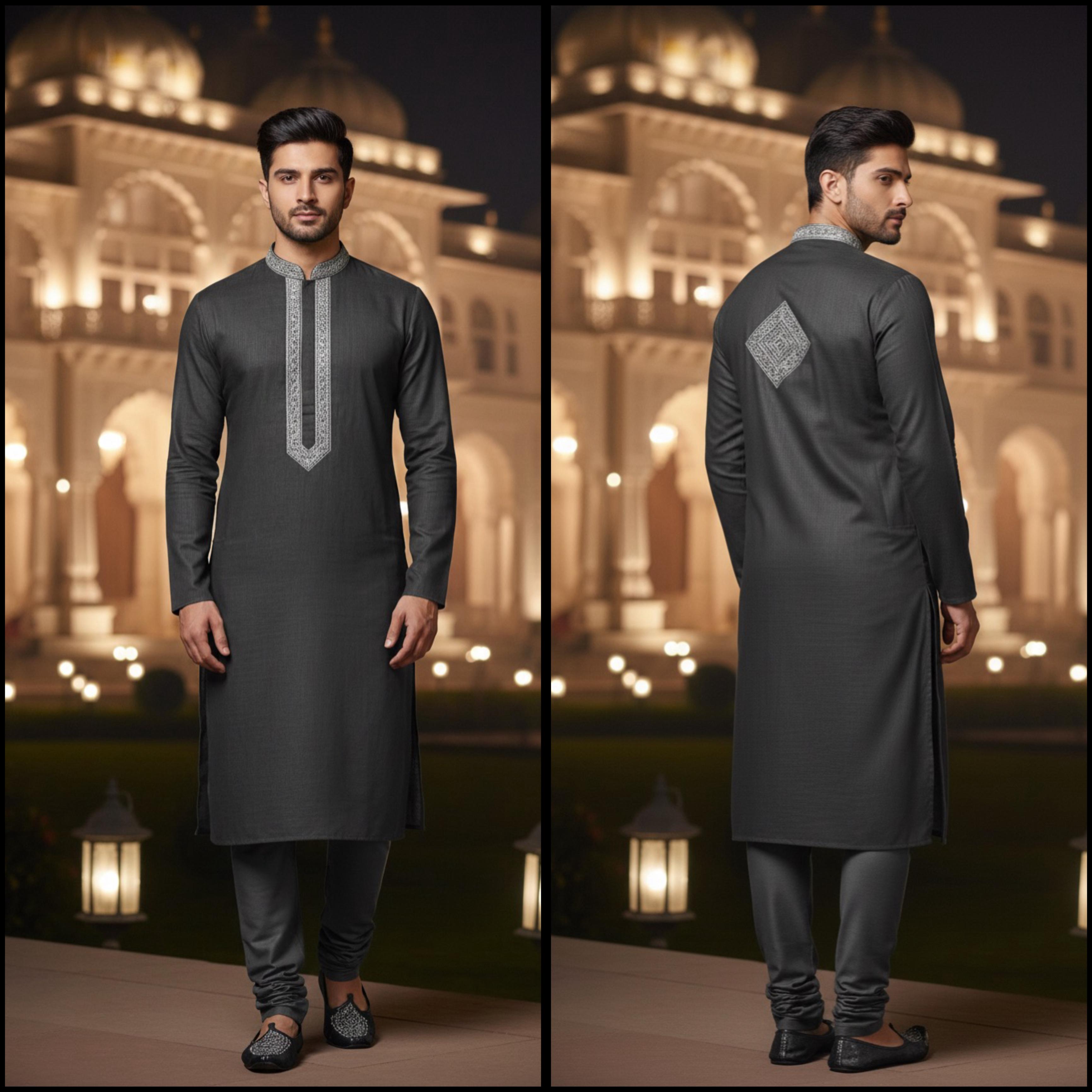 Luxury Black Embroidered Kurta Set | Men's Ethnic Wear | Premium Festive Collection