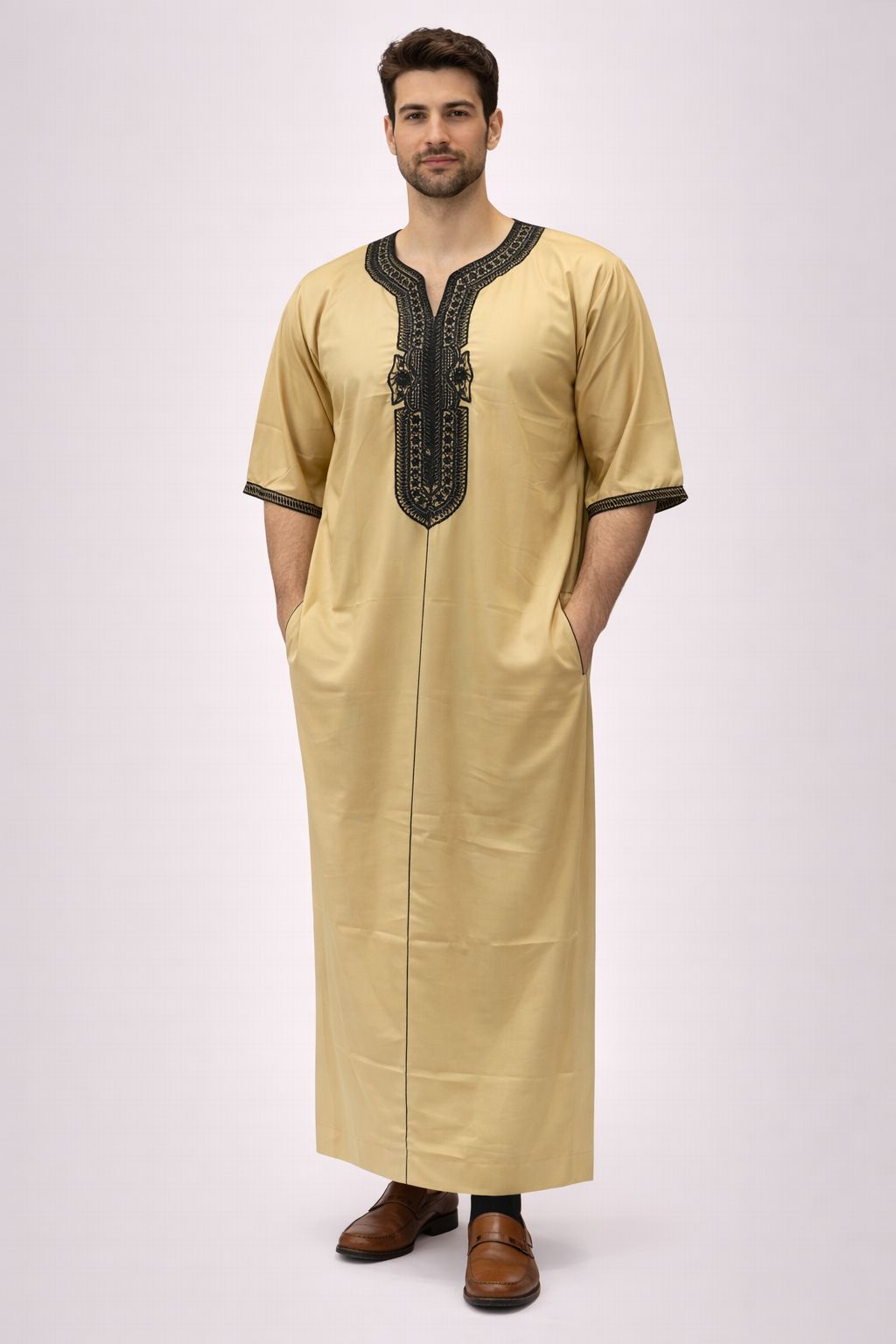 Sage Green Moroccan Kaftan | Premium Islamic Robe