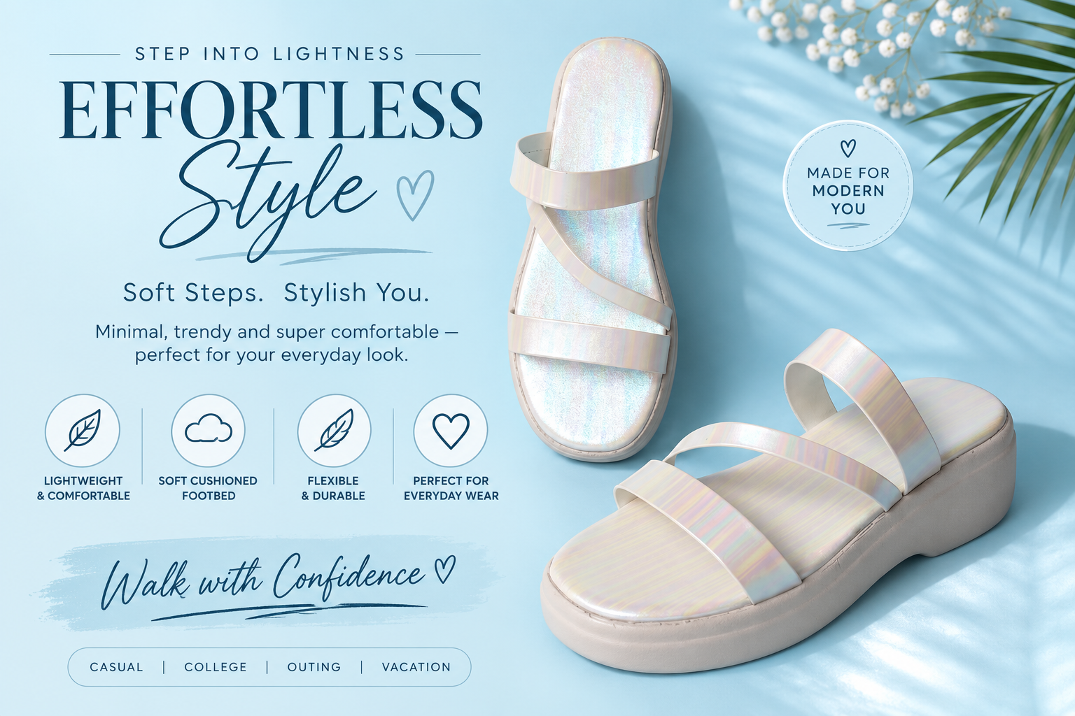 Women's Iridescent Platform Slides