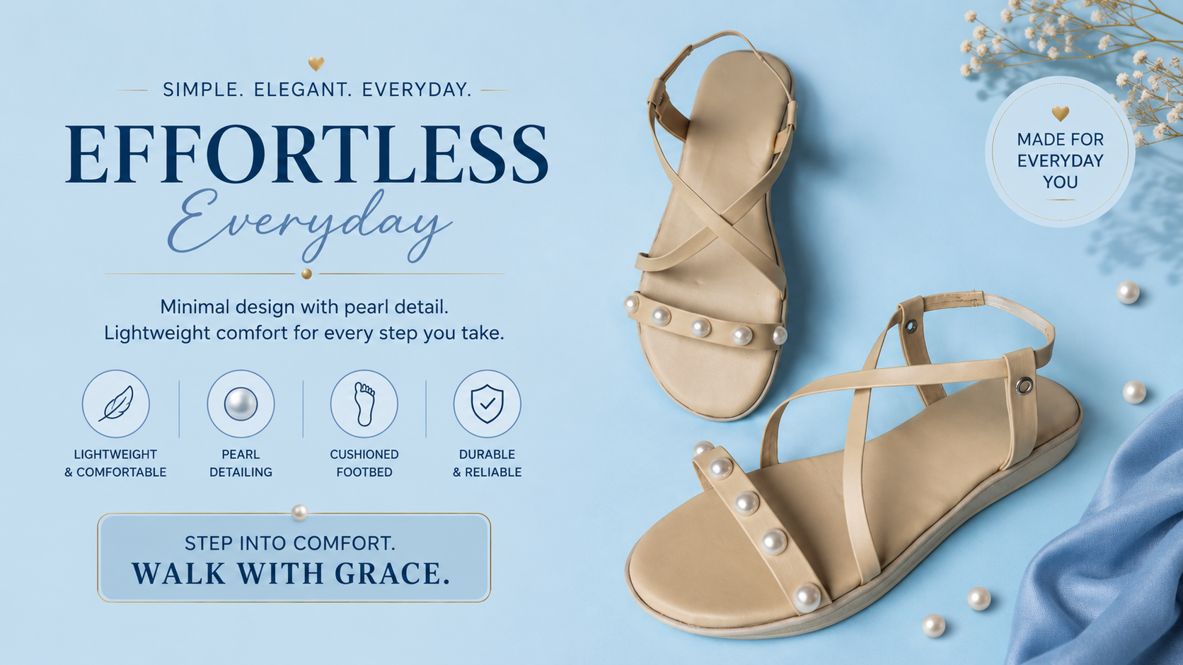 Women's Pearl Slingback Sandals (Beige)