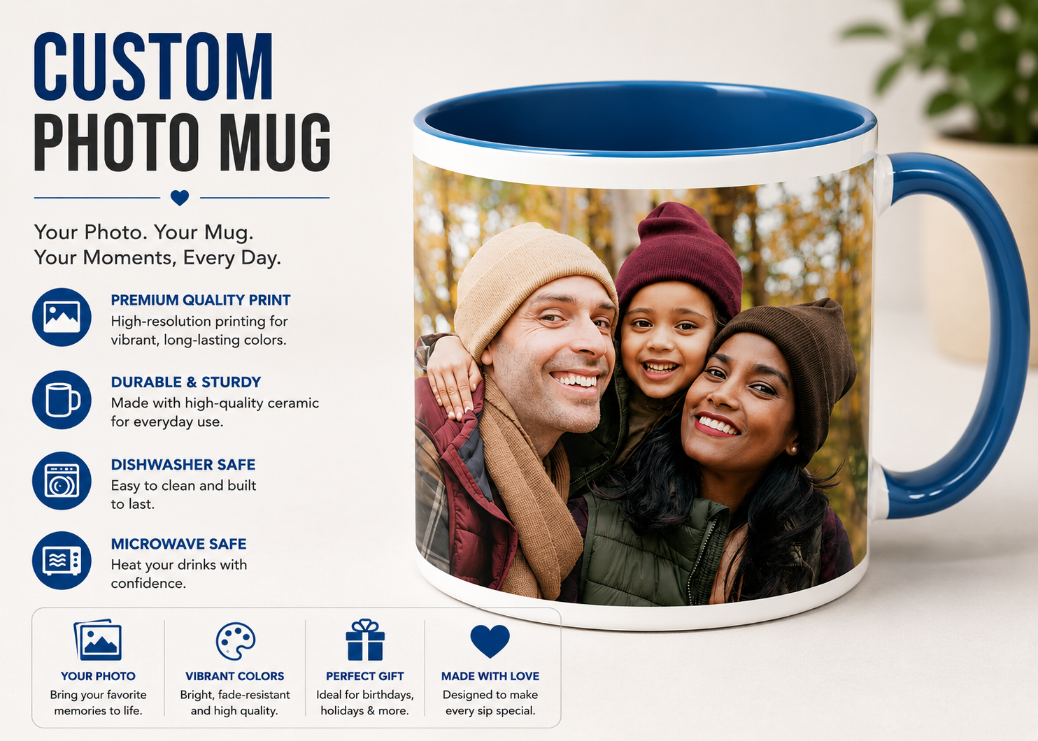 Customized Ceramic Photo Mug | Personalized Coffee & Tea Mug