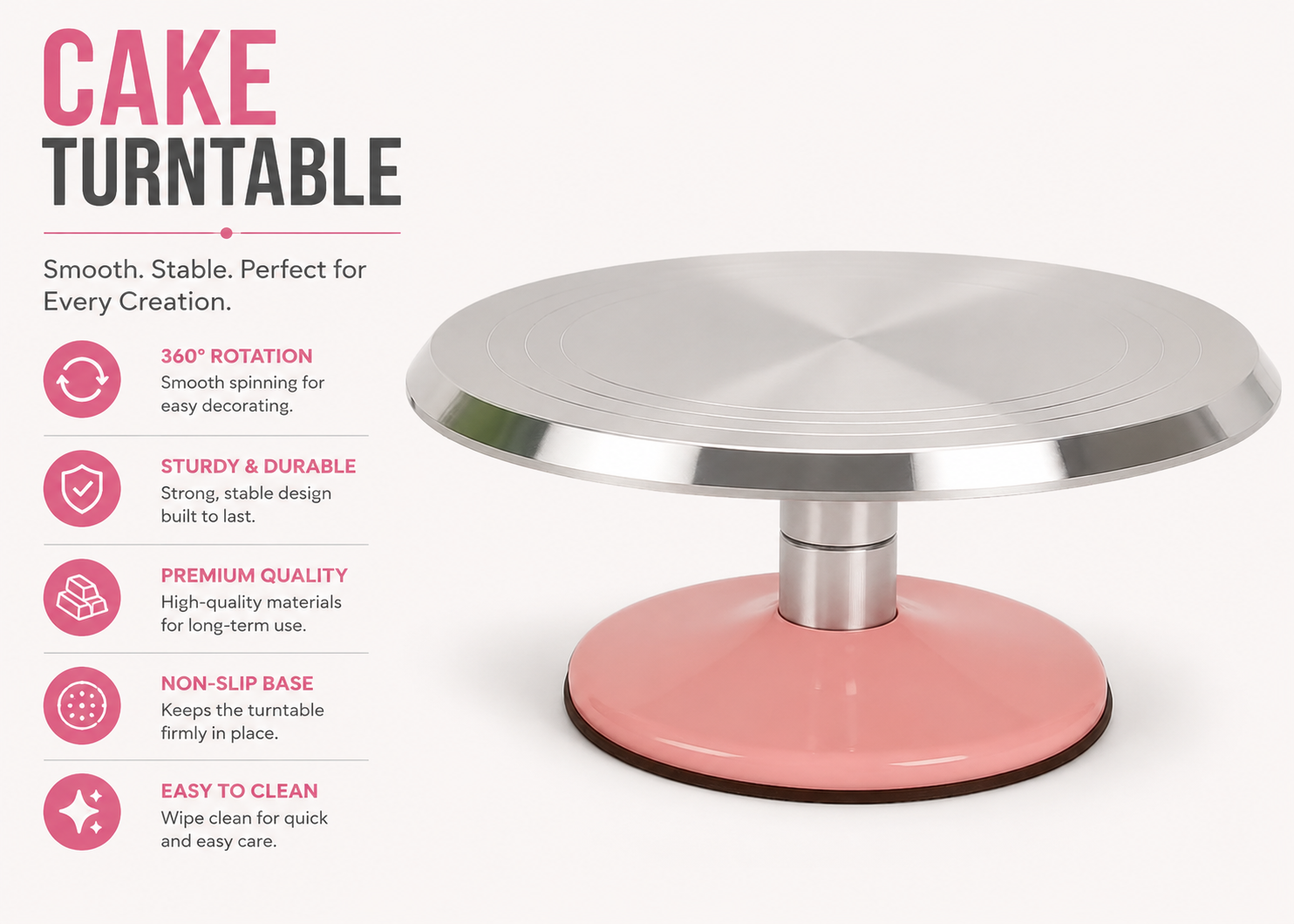 360° Rotating Cake Turntable | Non-Slip Cake Decorating Stand