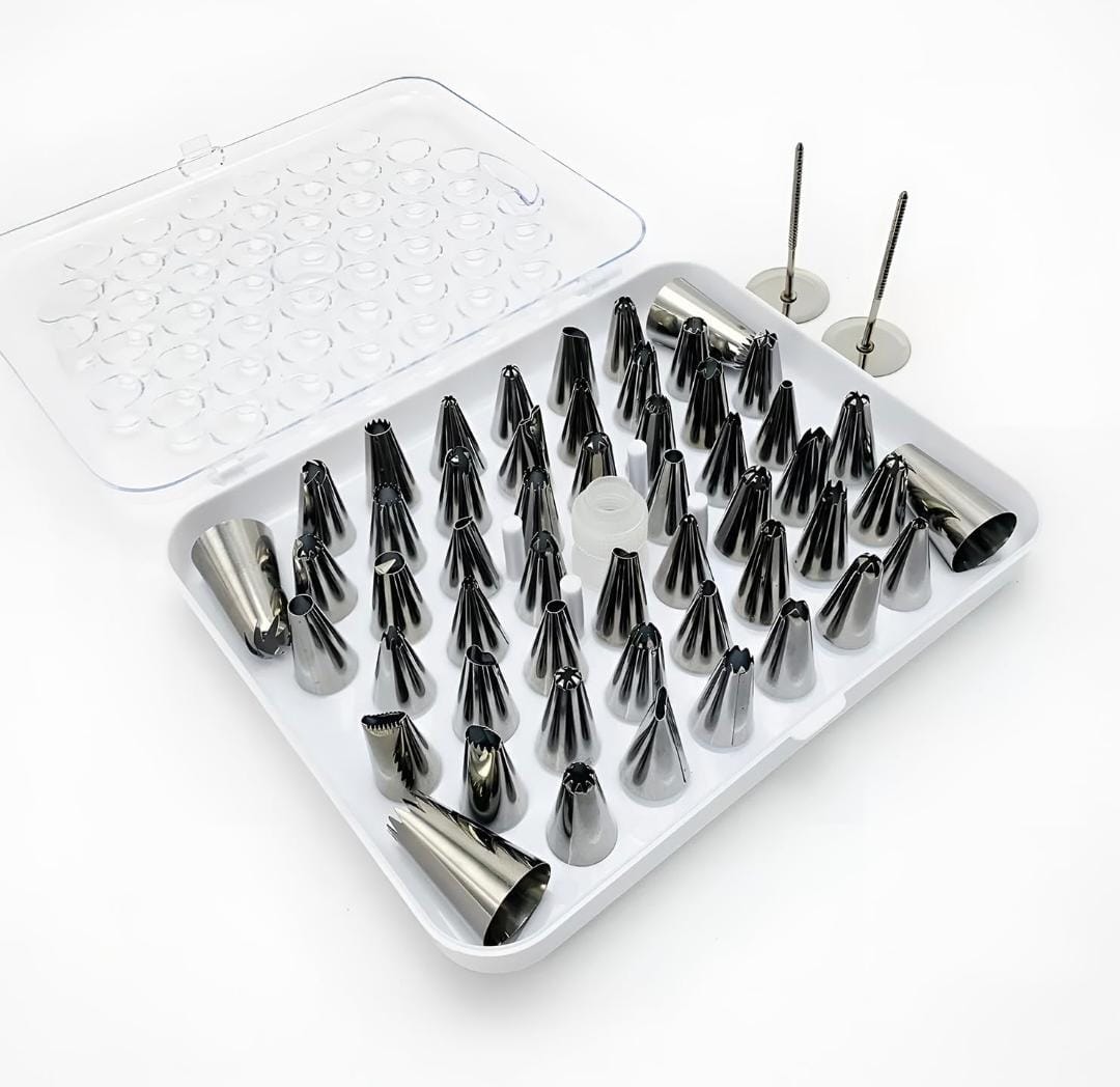 Professional Cake Decorating Nozzle Set | Stainless Steel Icing Tips Kit with Storage Box