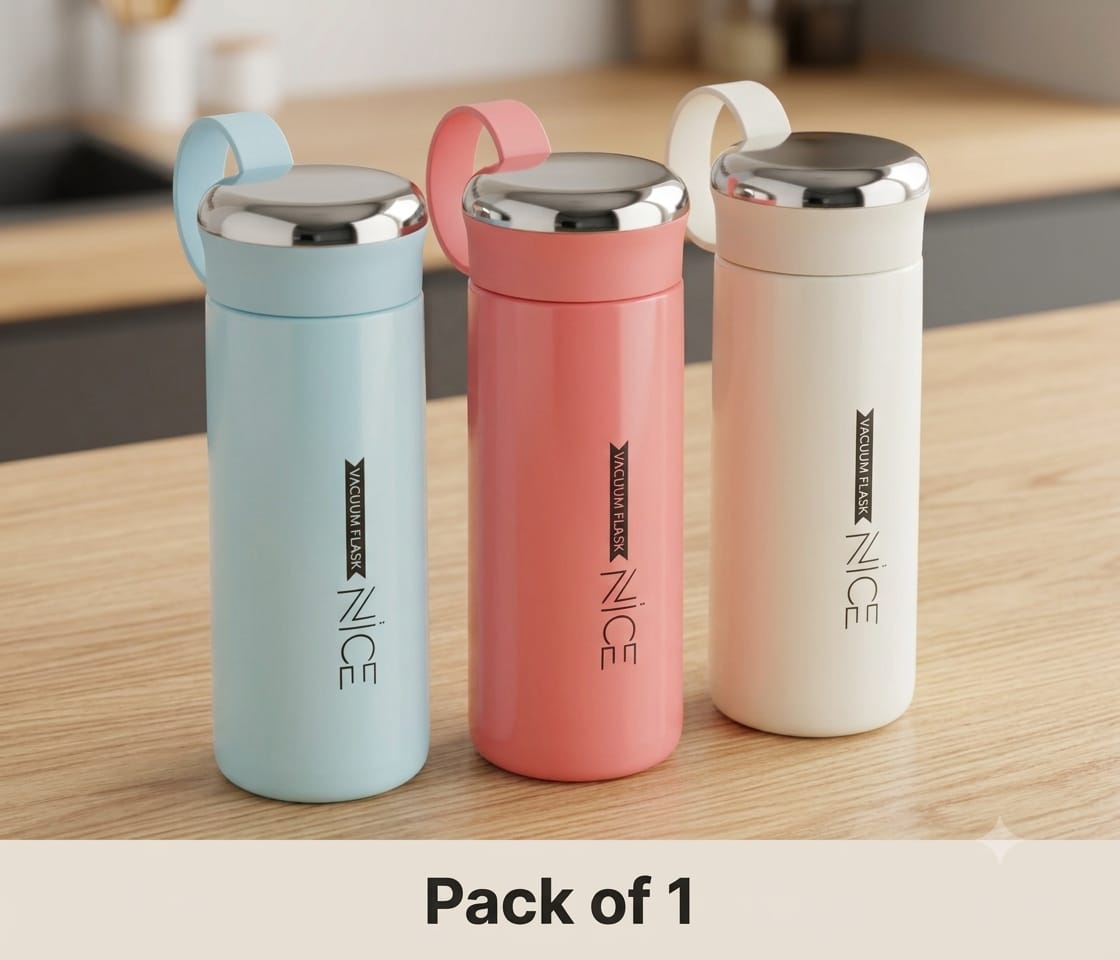 Stainless Steel Vacuum Flask with Handle Lid | Portable Water Bottle