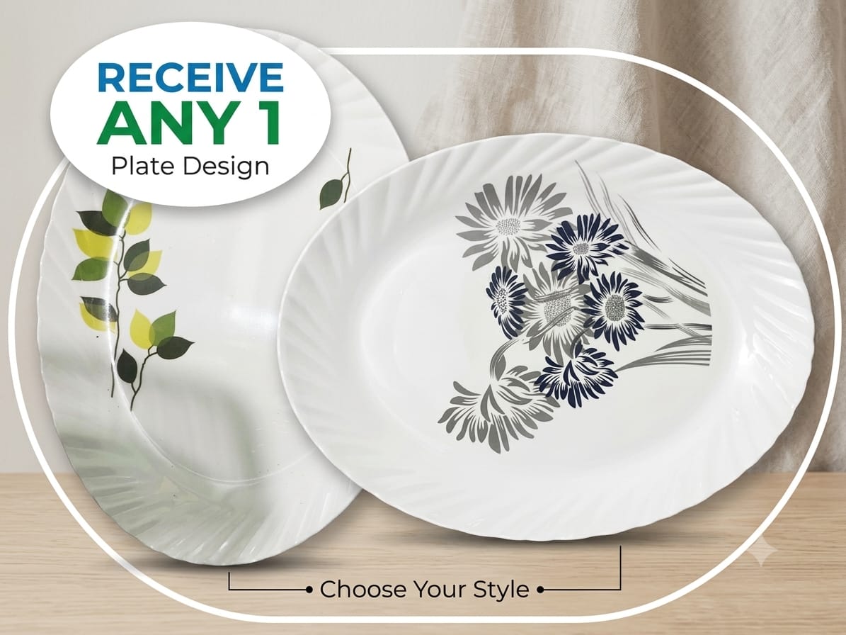 Elegant Decorative Dinner Plate | Assorted Floral Designs | Home Dining Tableware