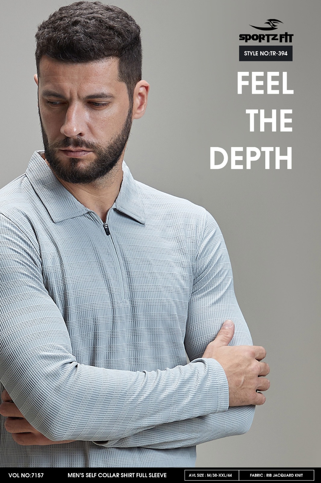 Men's Full-Sleeve Self-Collar Shirt – TR-394