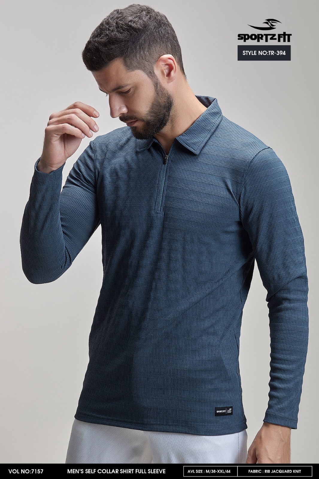 Men's Full-Sleeve Self-Collar Shirt – TR-394