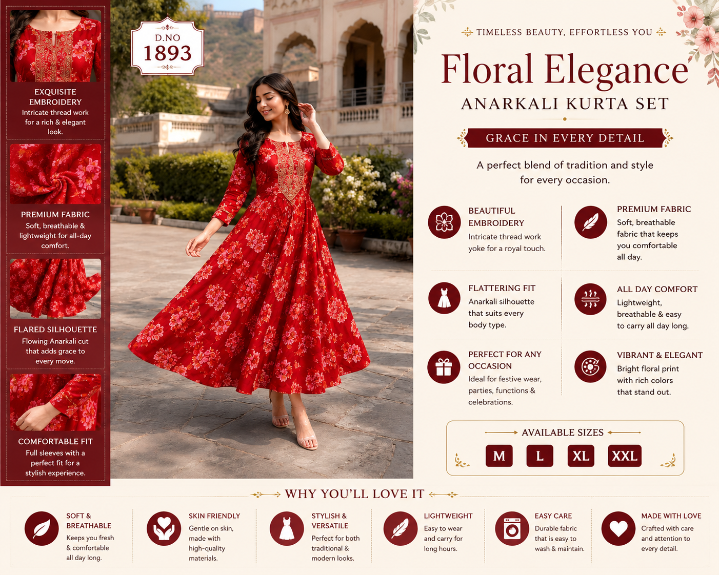 Red Floral Printed Flared Midi/Maxi Dress