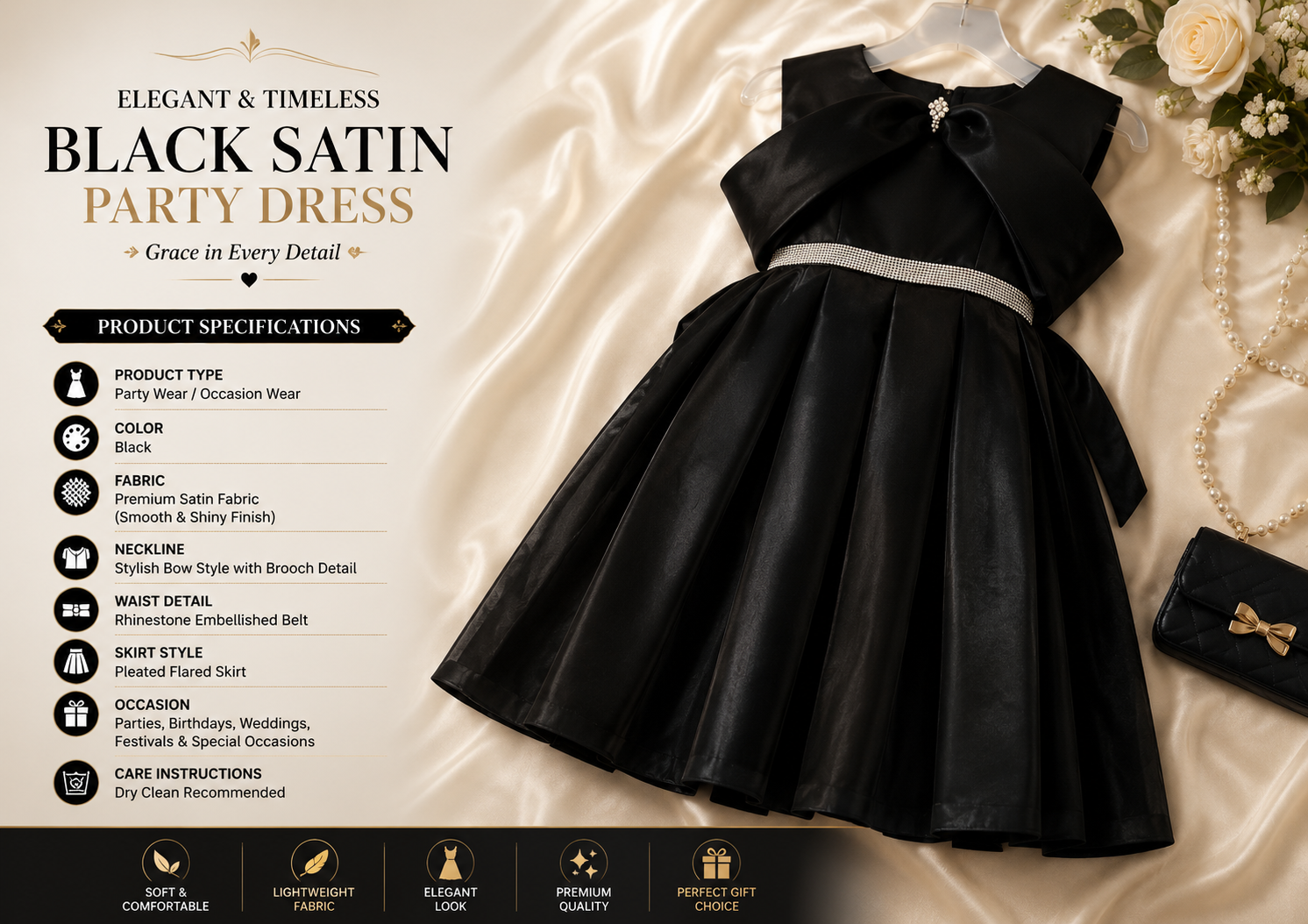Black Satin Party Dress