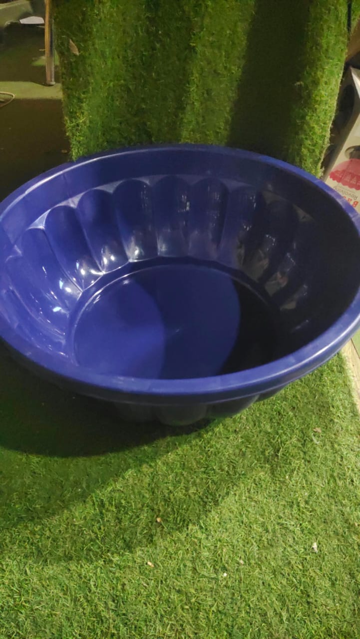 Heavy-Duty Round Blue Plastic Basin