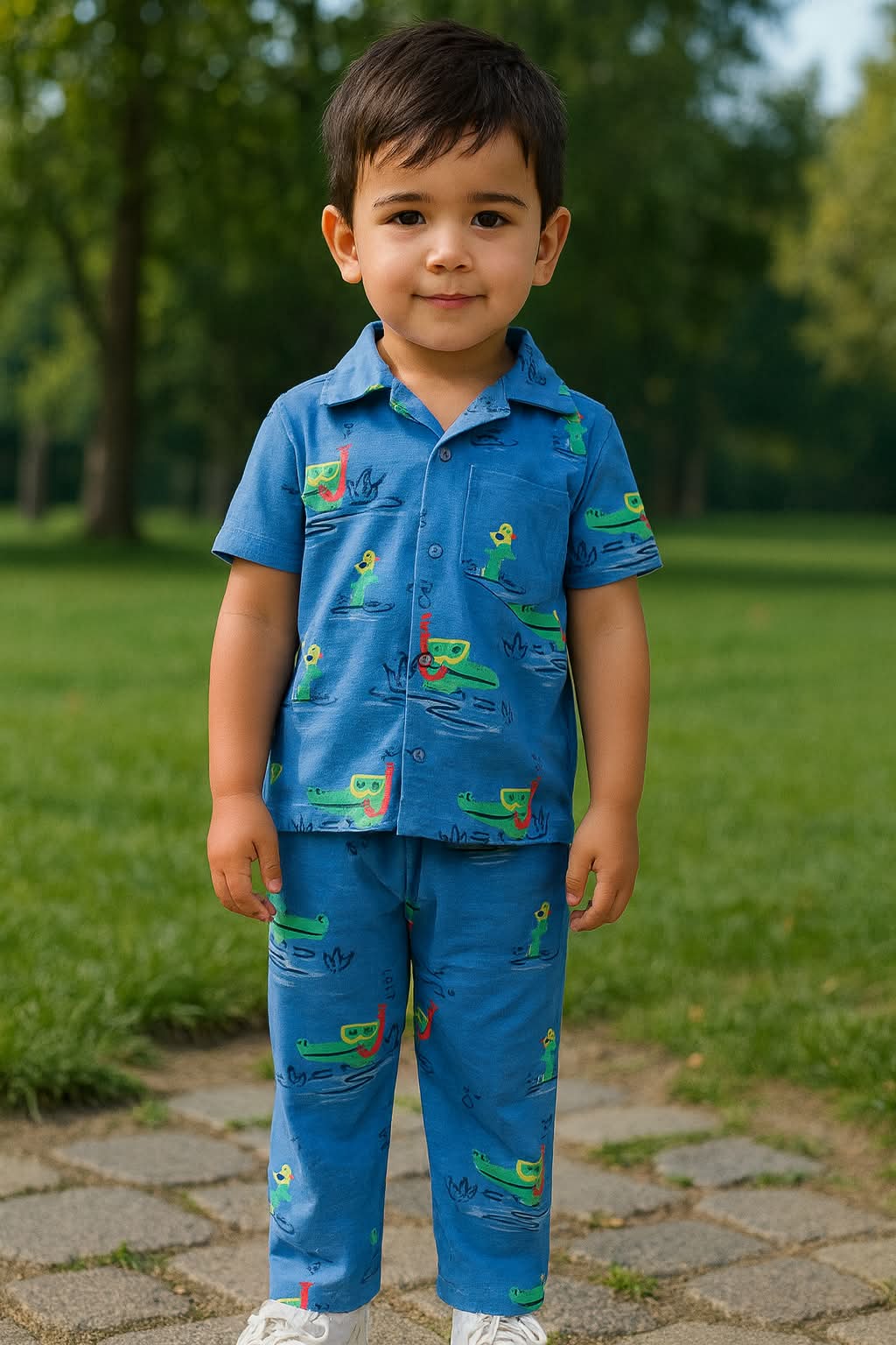 Boys' Fun All-Over Print Short-Sleeve Shirt & Pants Set