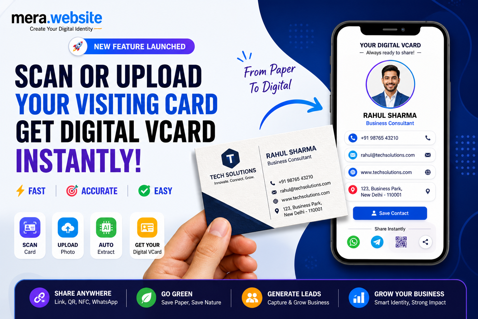 🚀 Turn Your Paper Visiting Card into a Digital VCard in Seconds!